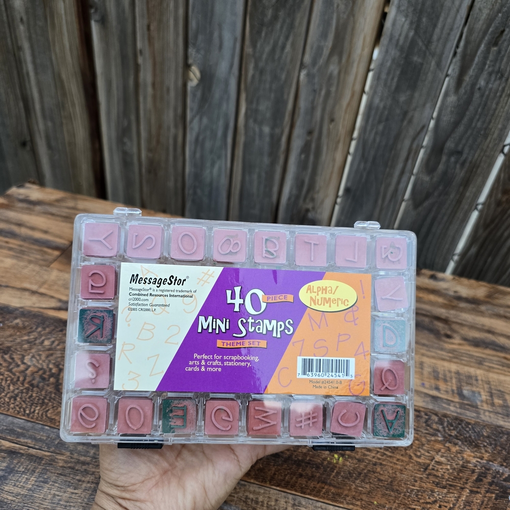 40-Piece Mini Stamps Set - Red and Clear